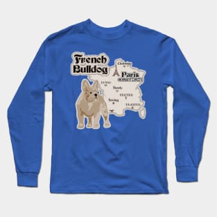 French Bulldog With Map of France Long Sleeve T-Shirt